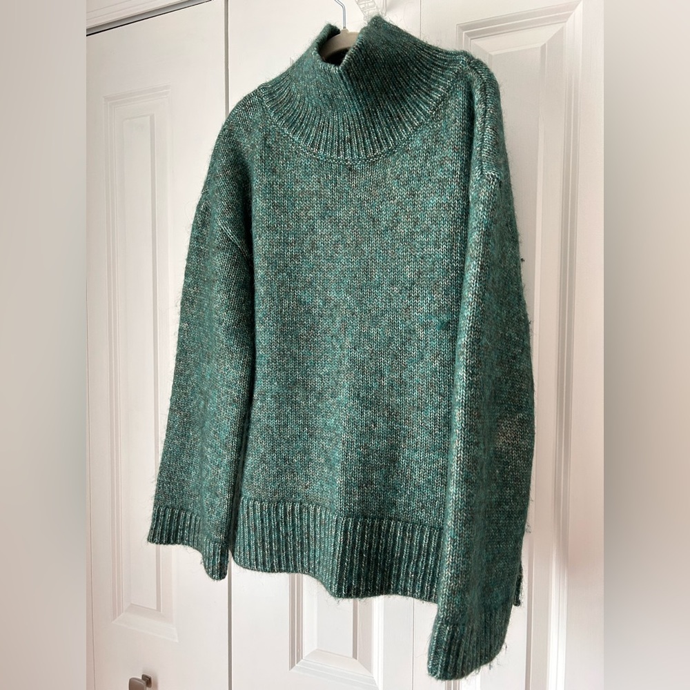 Brooks Brothers Cotton Alpaca Sweater Modern Cut Turtleneck Small Green